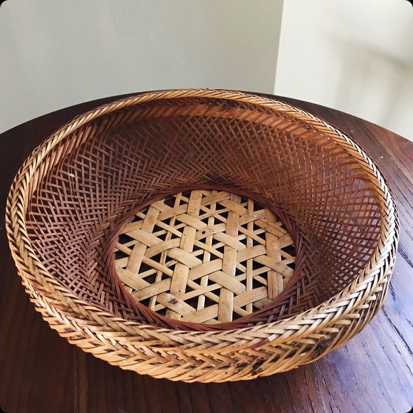 Geometric Wicker Accent Bowl - Picture 1 of 5